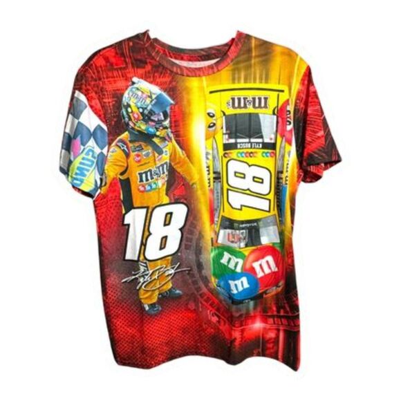 Kyle Busch M&M Joe Gibbs NASCAR All Over Print T-Shirt (S) - Picture 1 of 9